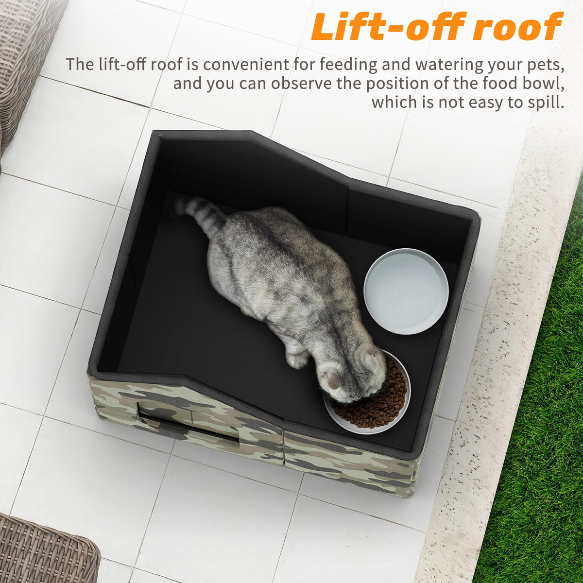 Weatherproof Collapsible Outdoor Cat House with Door and Soft Mat M4582