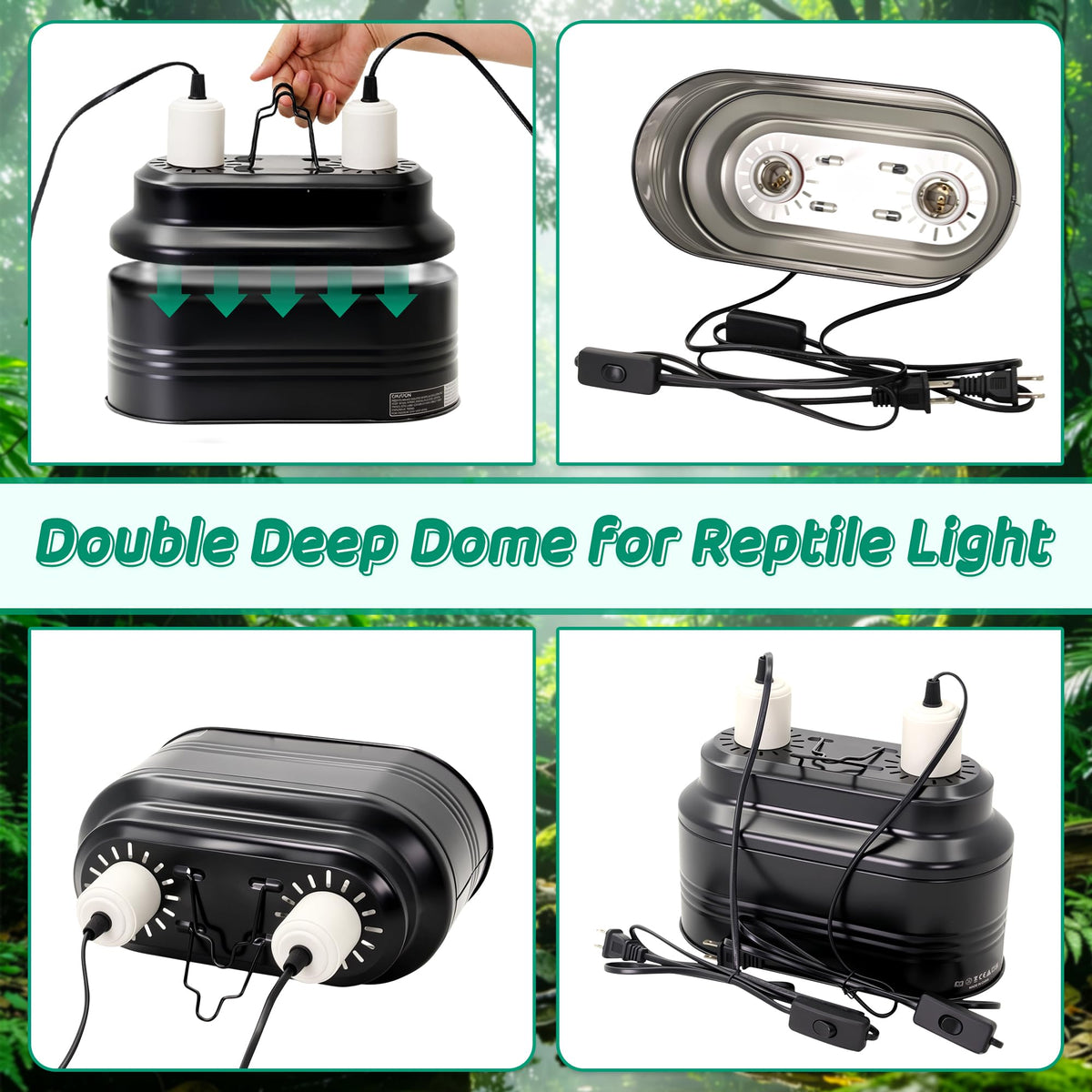 Reptile Light Fixture with Independent Switches I49389