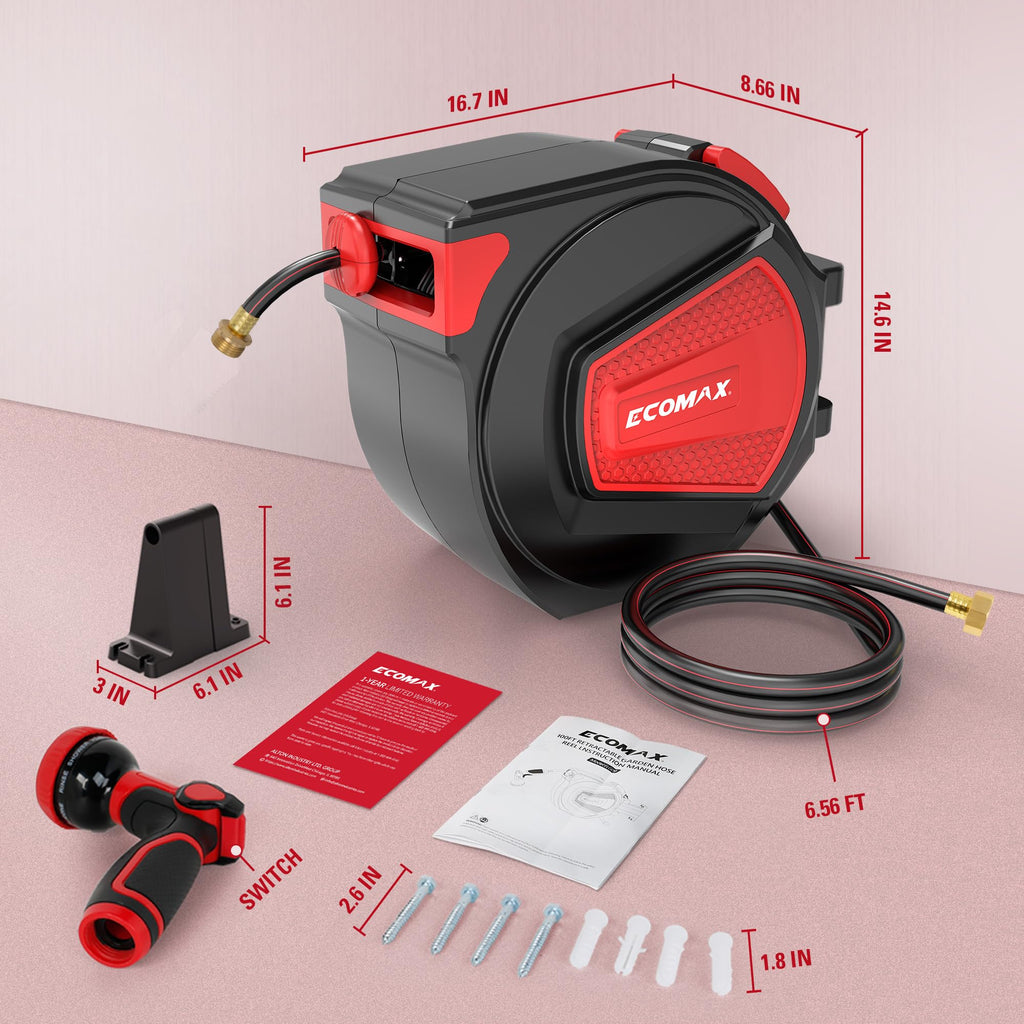 Retractable Garden Hose Reel 1/2" x 100 ft G4483