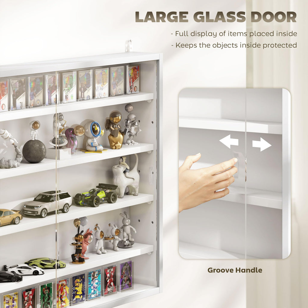 5-Tier Wall Mounted Display Cabinet with Glass Doors White P23174