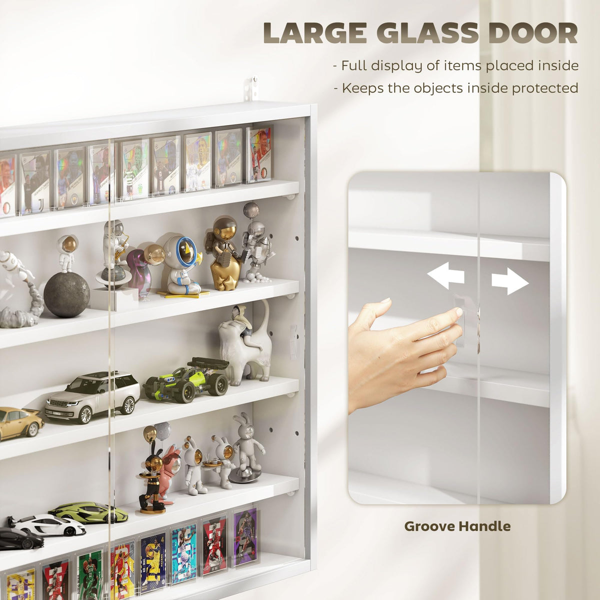 5-Tier Wall Mounted Display Cabinet with Glass Doors White P23174