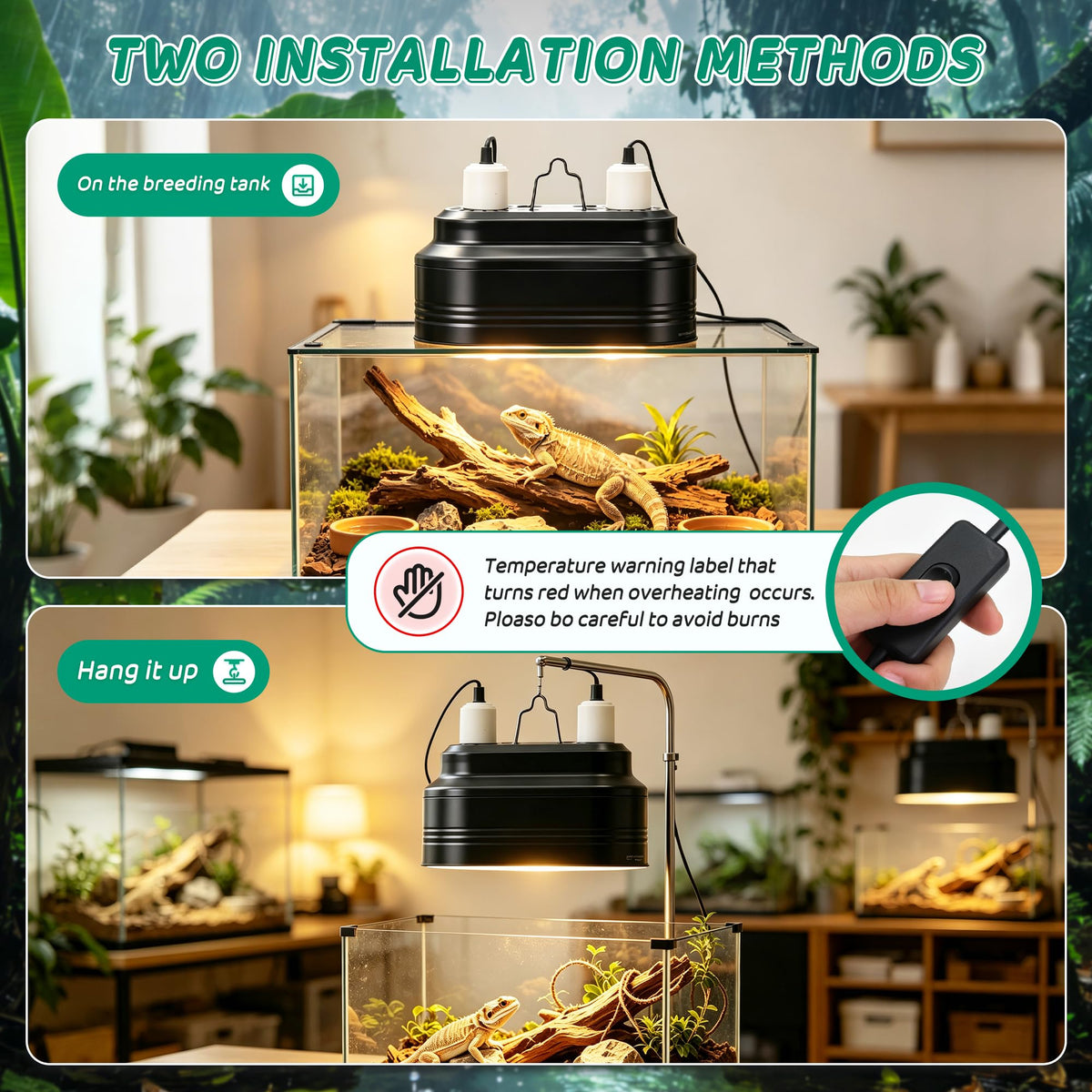 Reptile Light Fixture with Independent Switches I49389