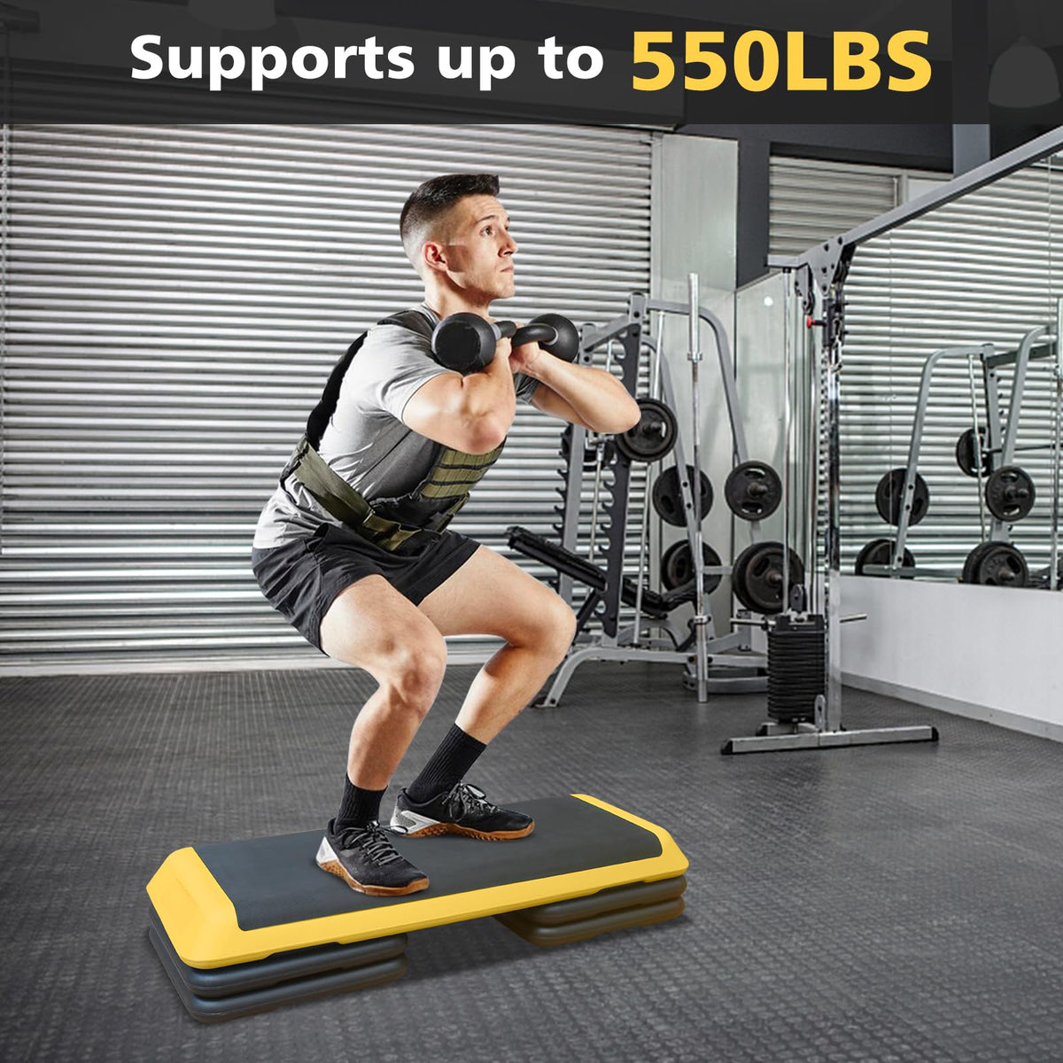 43'' Adjustable Exercise Stepper with 4 Detachable Risers A652259