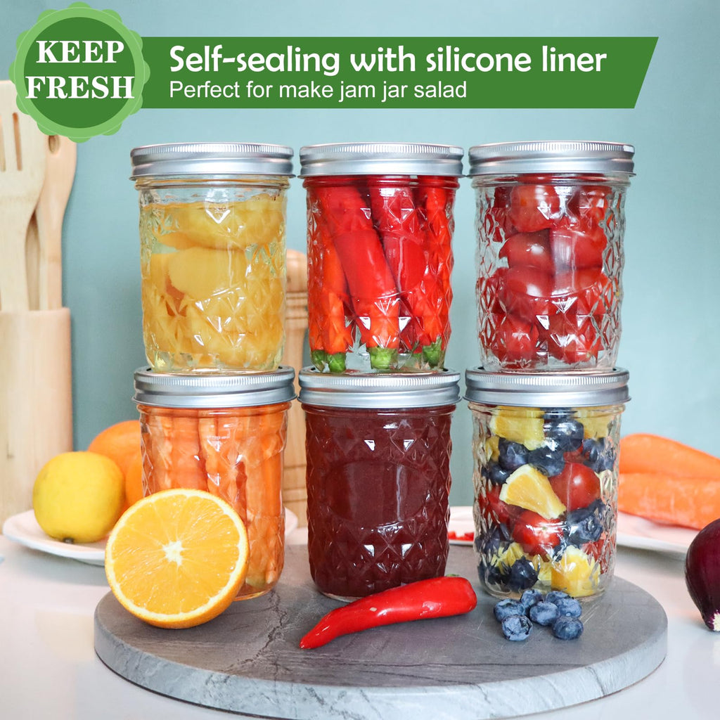 16oz Wide Mouth Mason Jars with Lids 6 Pack B72175