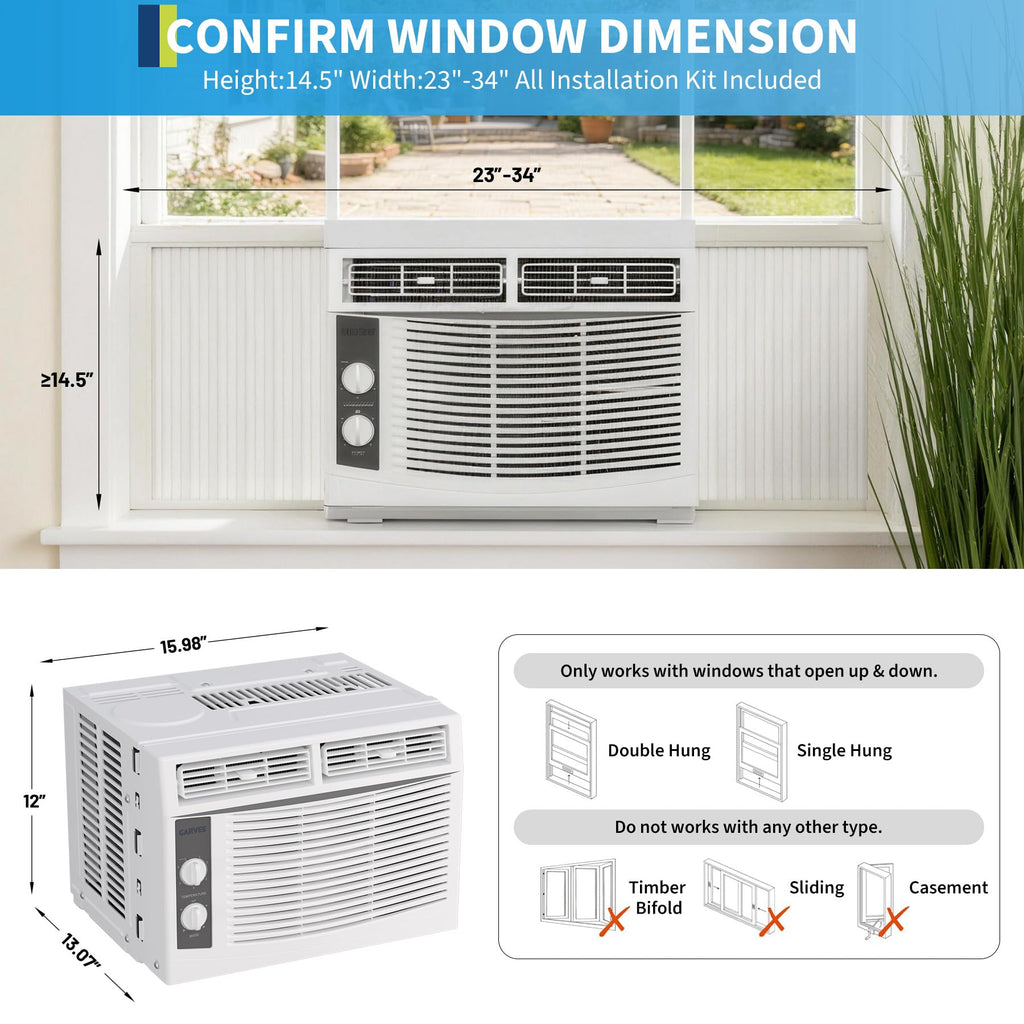 5000 BTU White Window Air Conditioner with Fan Function F47413