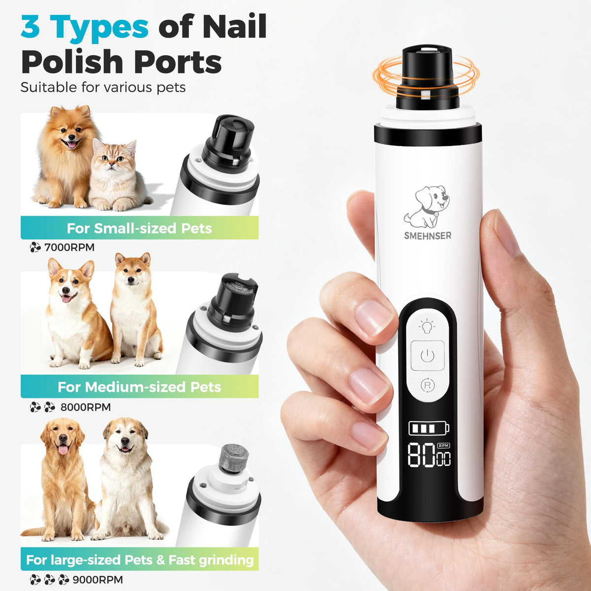 Silent Cordless Dog Nail Grinder L95776
