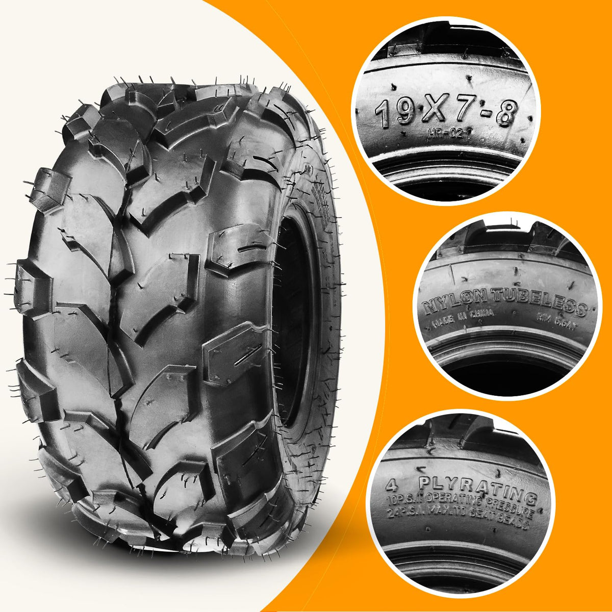 19x7-8 Tubeless Tire 1 Pack O542259