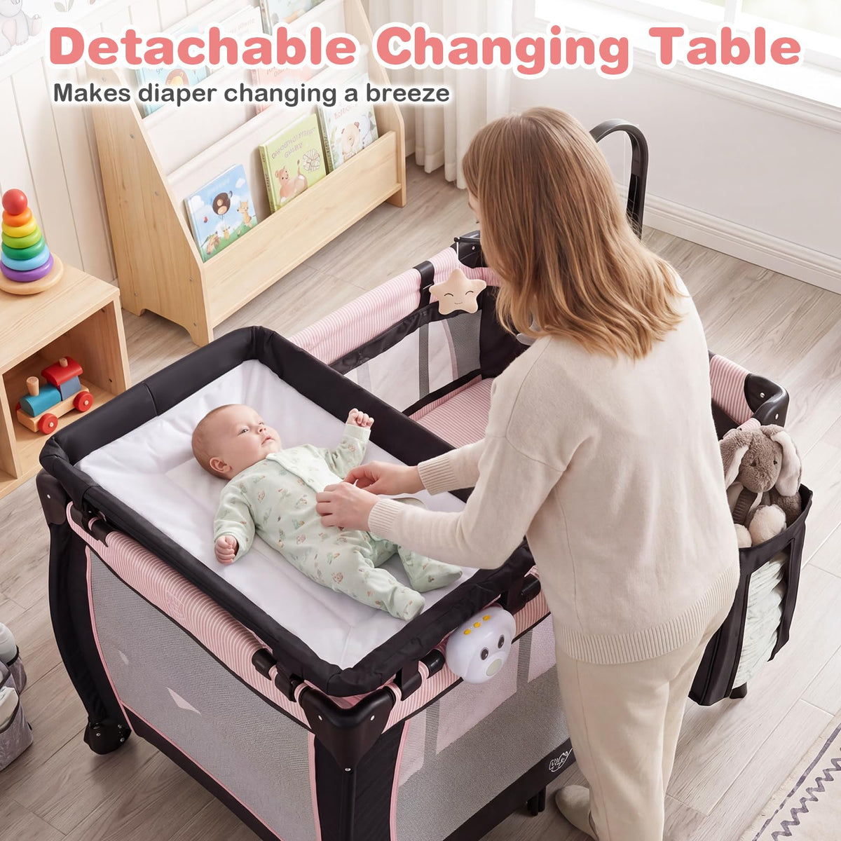 3 in 1 Pack and Play Portable Baby Playard with Bassinet T32947