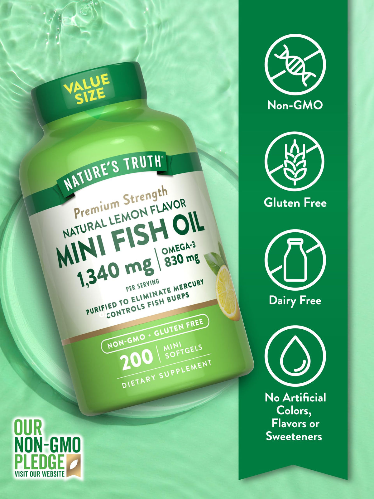 Fish Oil Omega 3 1340 mg 200 Mini Softgels U51355