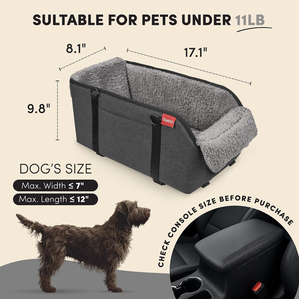 Grey Dog Car Seat F7664
