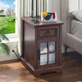 Cherry Side Table with Charging Station V595
