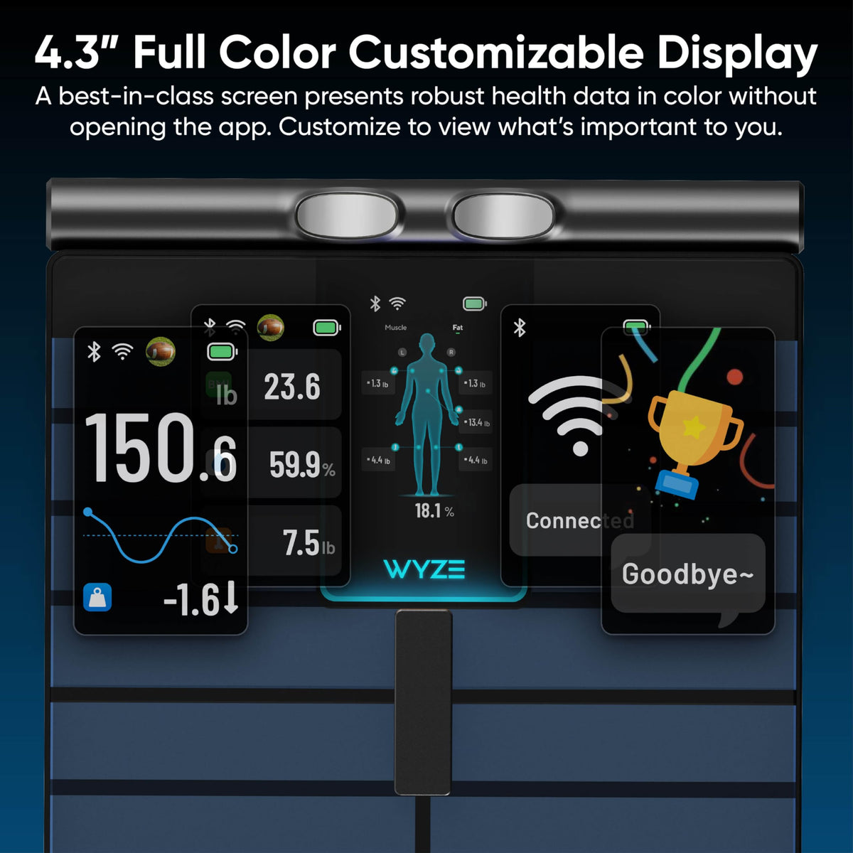 Wi-Fi & Bluetooth Body Composition Scale with Handle, 400 lbs, Black Y26580