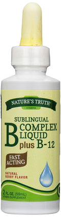 Sublingual Vitamin B Complex Plus B-12 Liquid, Natural Berry, 2 Fl Oz (Pack of 3) N462