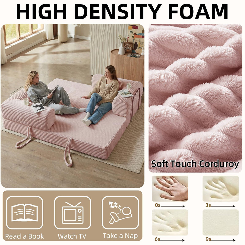 Pink 81 Inch Convertible Folding Sofa Bed F2432
