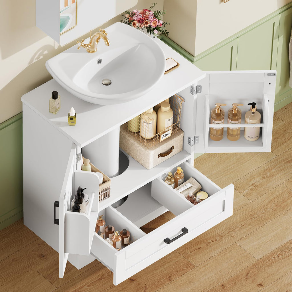 24" Pedestal Sink Storage Cabinet with 2 Doors & 1 Drawer V13368