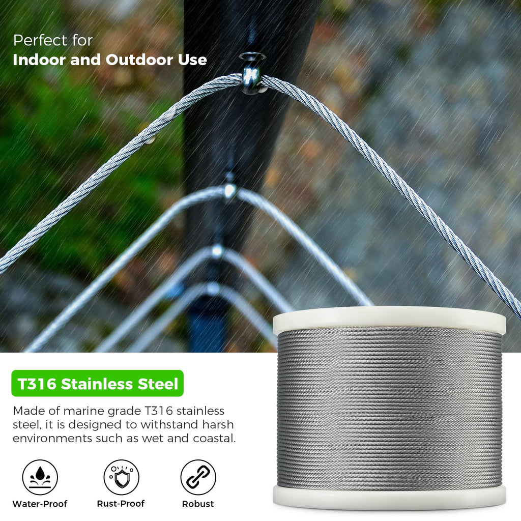 1/8” T316 Stainless Steel Cable 7x7 Wire Rope O22621