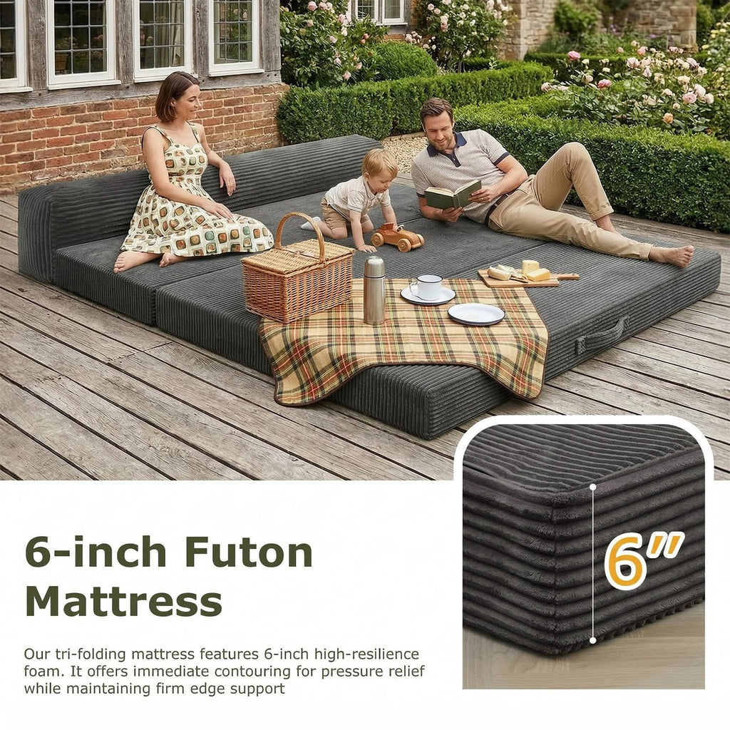 6 inch Tri-Folding Full Size Grey Mattress Y4109