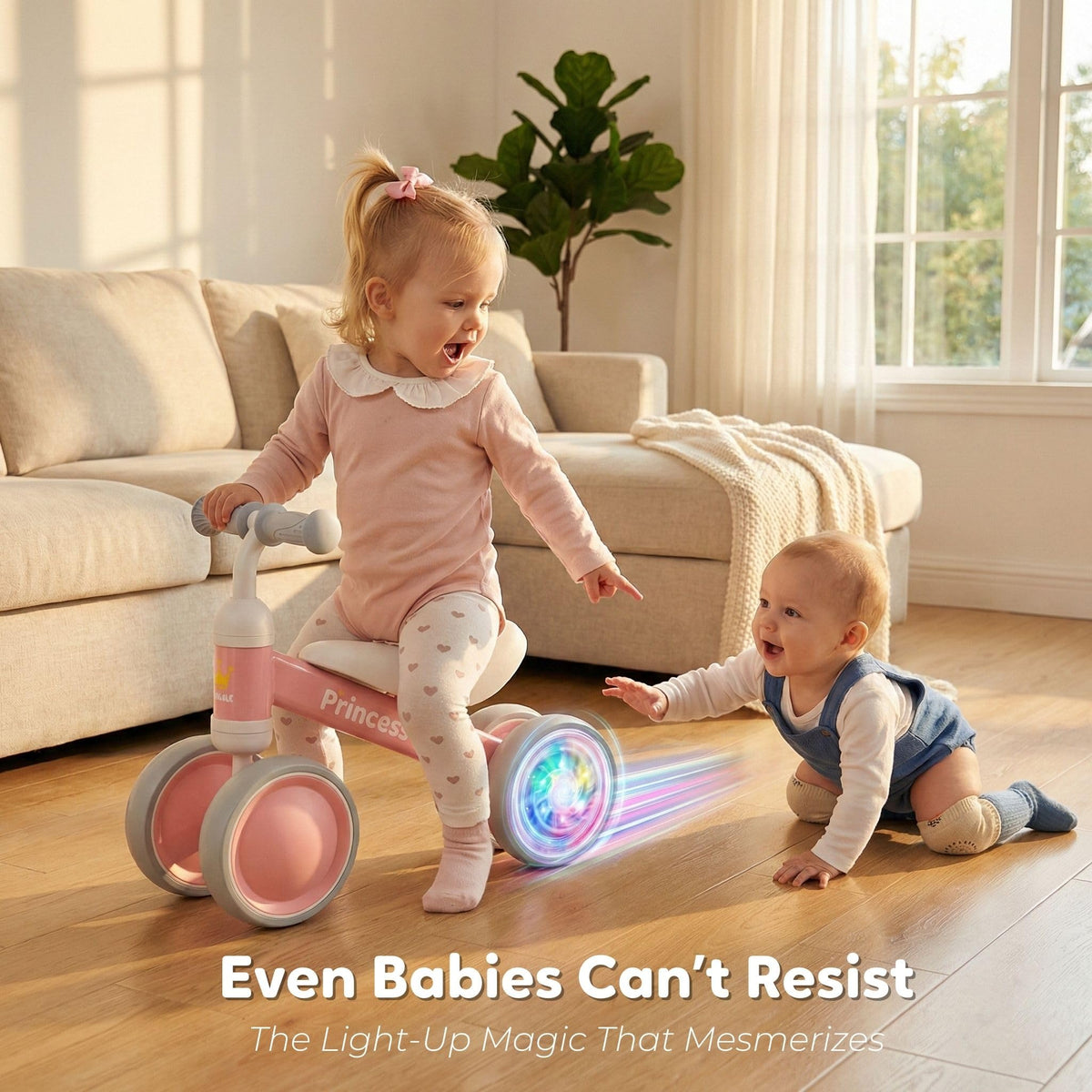 Pink Balance Bike with LED Light Up Wheels W394654