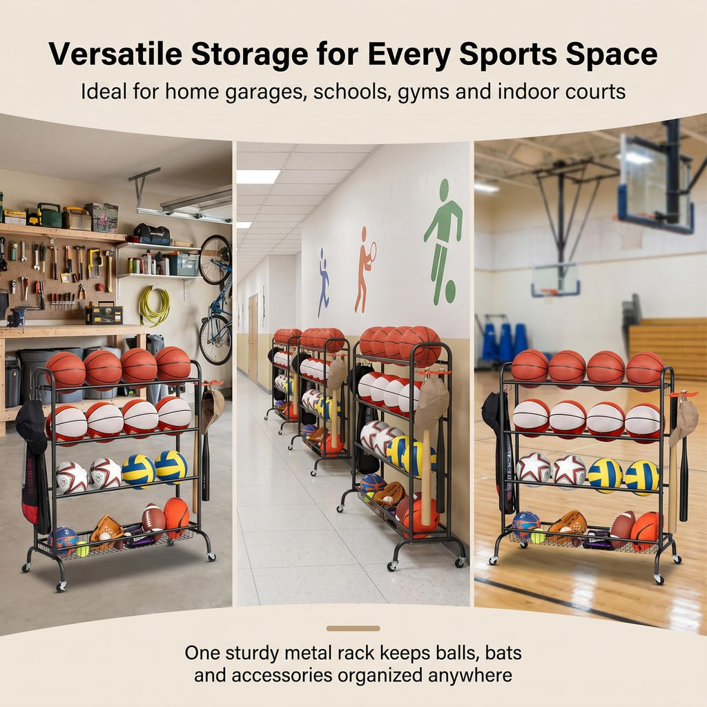 4 Tier Basketball Rack with Wheels T506