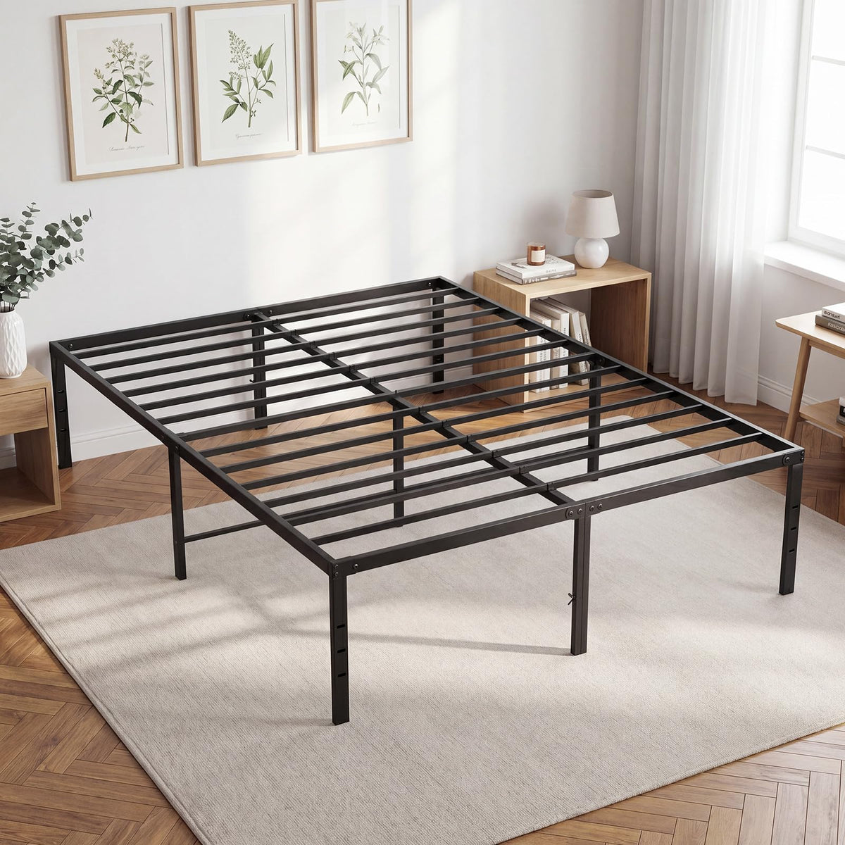 Queen 18 Inch Metal Platform Bed Frame T694931