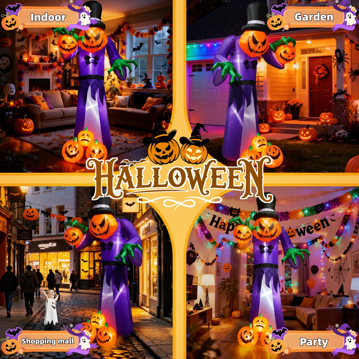 11FT Inflatable Pumpkin Grim Reaper with LEDs N321647