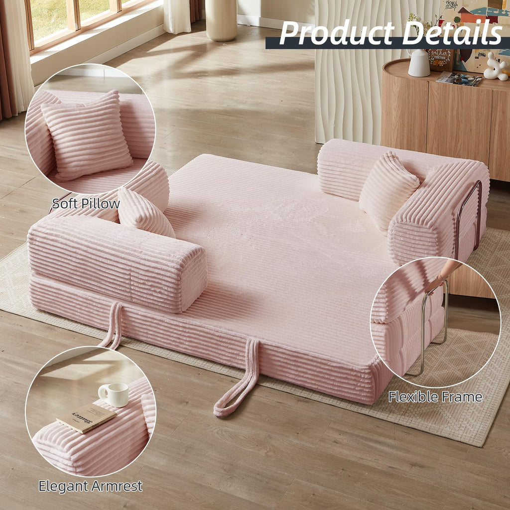 Pink 81 Inch Convertible Folding Sofa Bed F2432