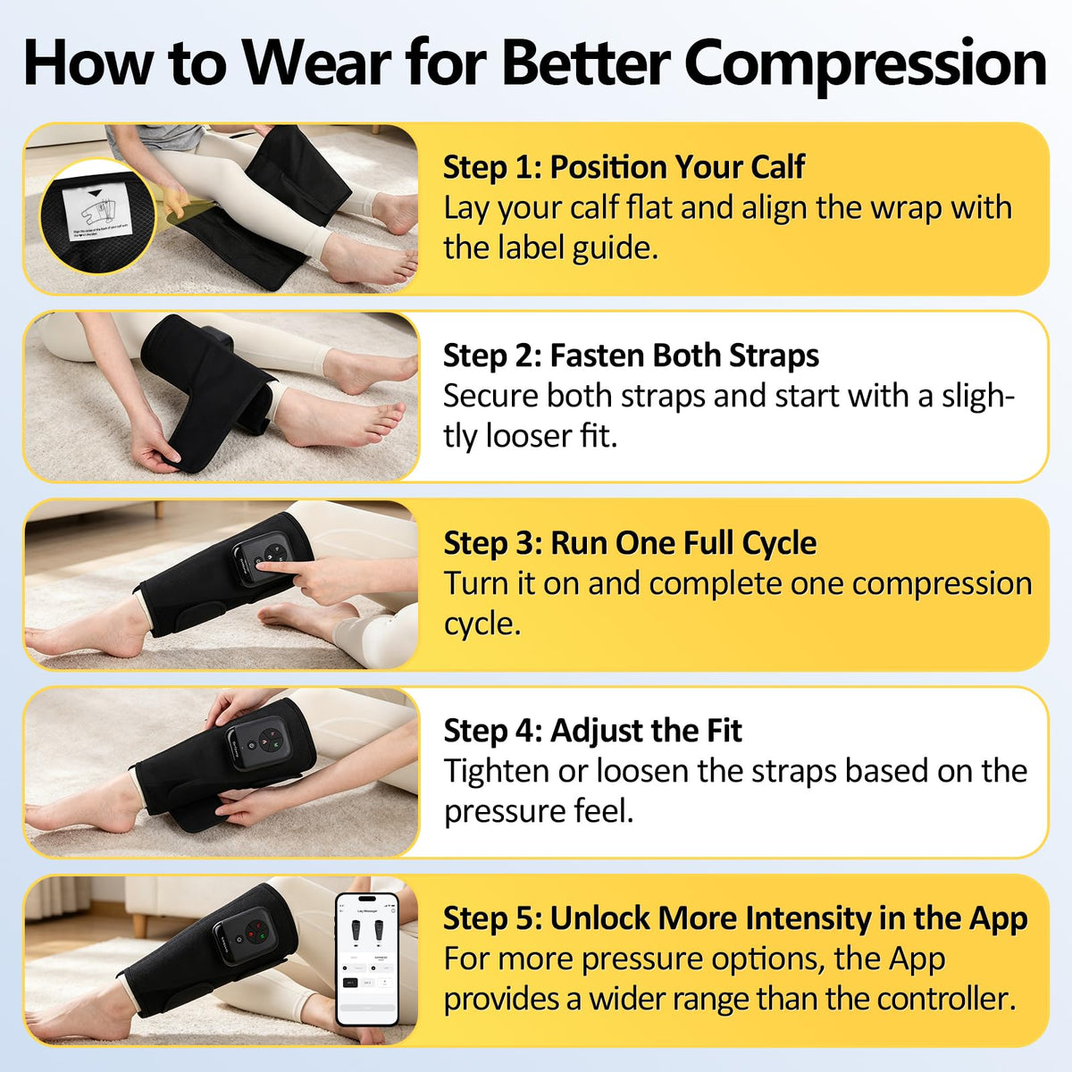 Cordless Air Compression Calf Massager with Heat D2571