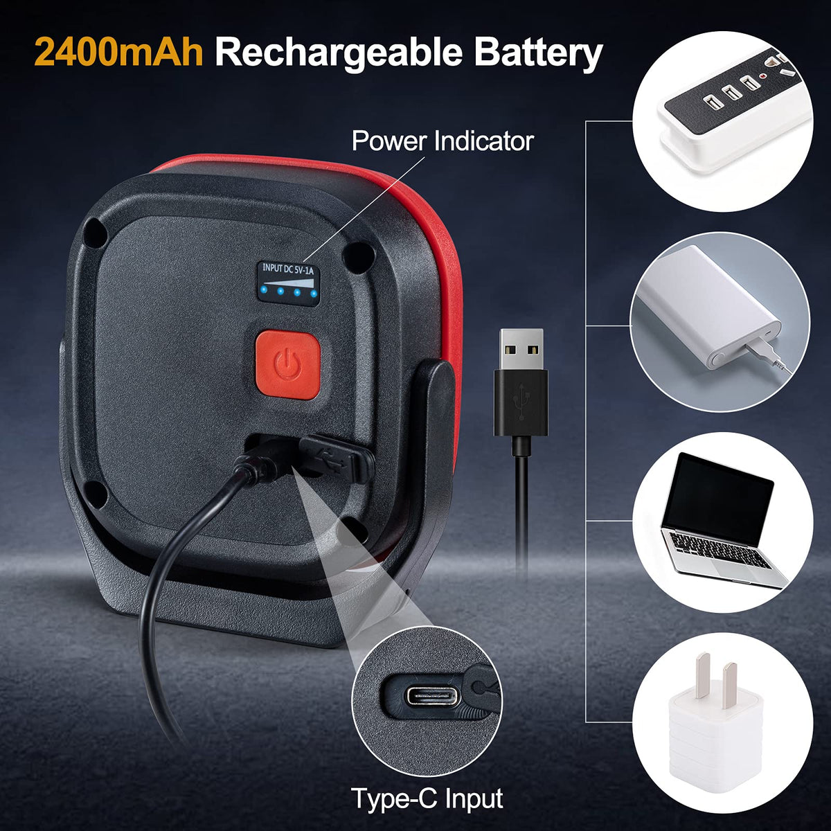Magnetic Work Light, 42 LEDs 1000 Lumens Rechargeable Portable Inspection Light (2 PCS) G874810