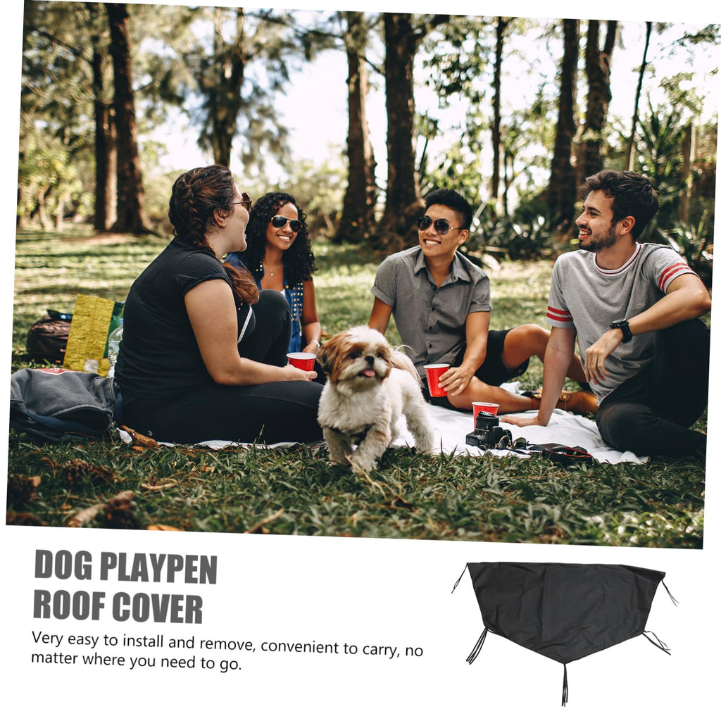 Waterproof Sunproof Dog Playpen Roof Cover 210D Oxford Cloth Black E390533
