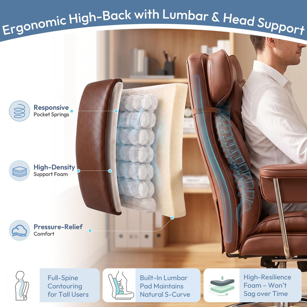 Brown Ergonomic Leather Office Chair P164