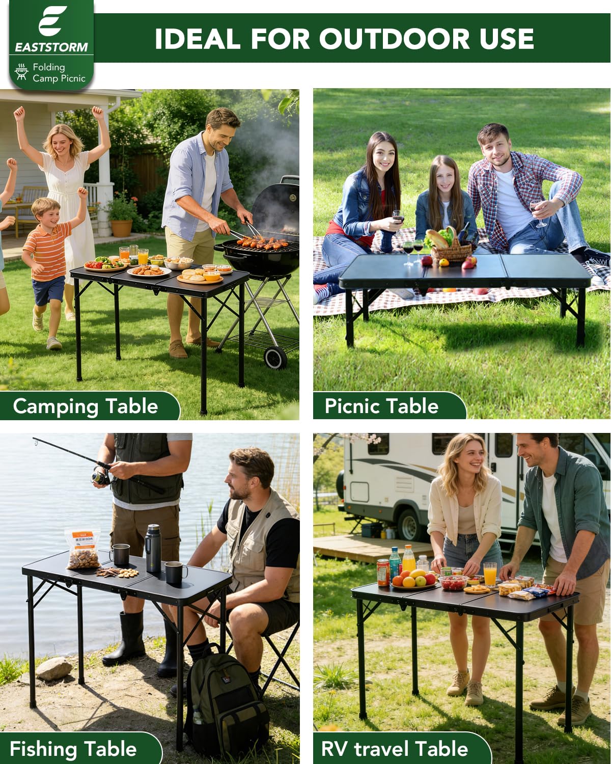 Small Folding Camping Table Black M72602