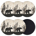 Black Beige Bear Absorbent Coasters Set of 6 F118636