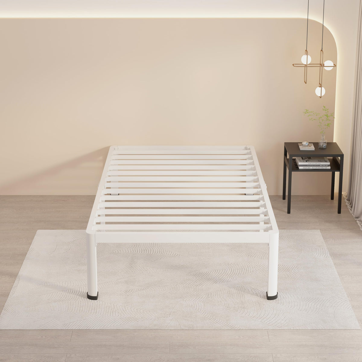 14 Inch Twin Metal Platform Bed Frame White K645314
