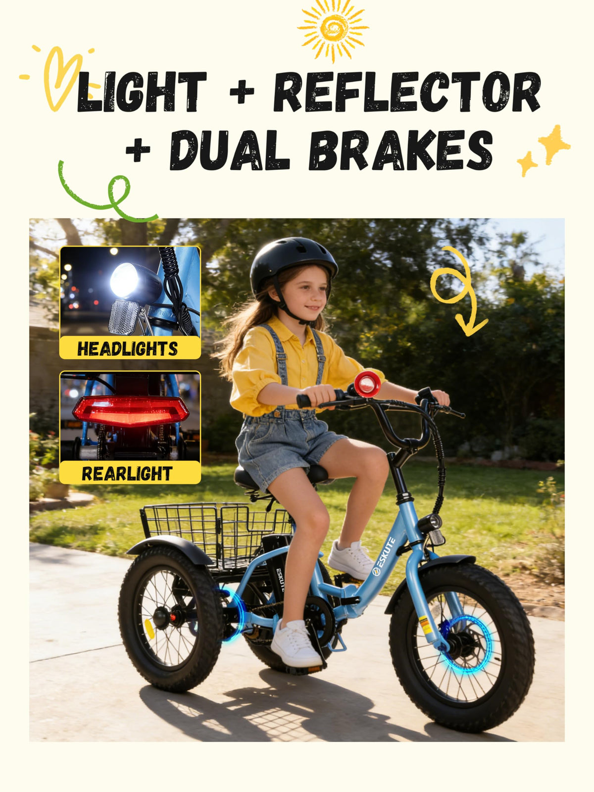 Blue Fat Tire Folding Electric Trike Q9952