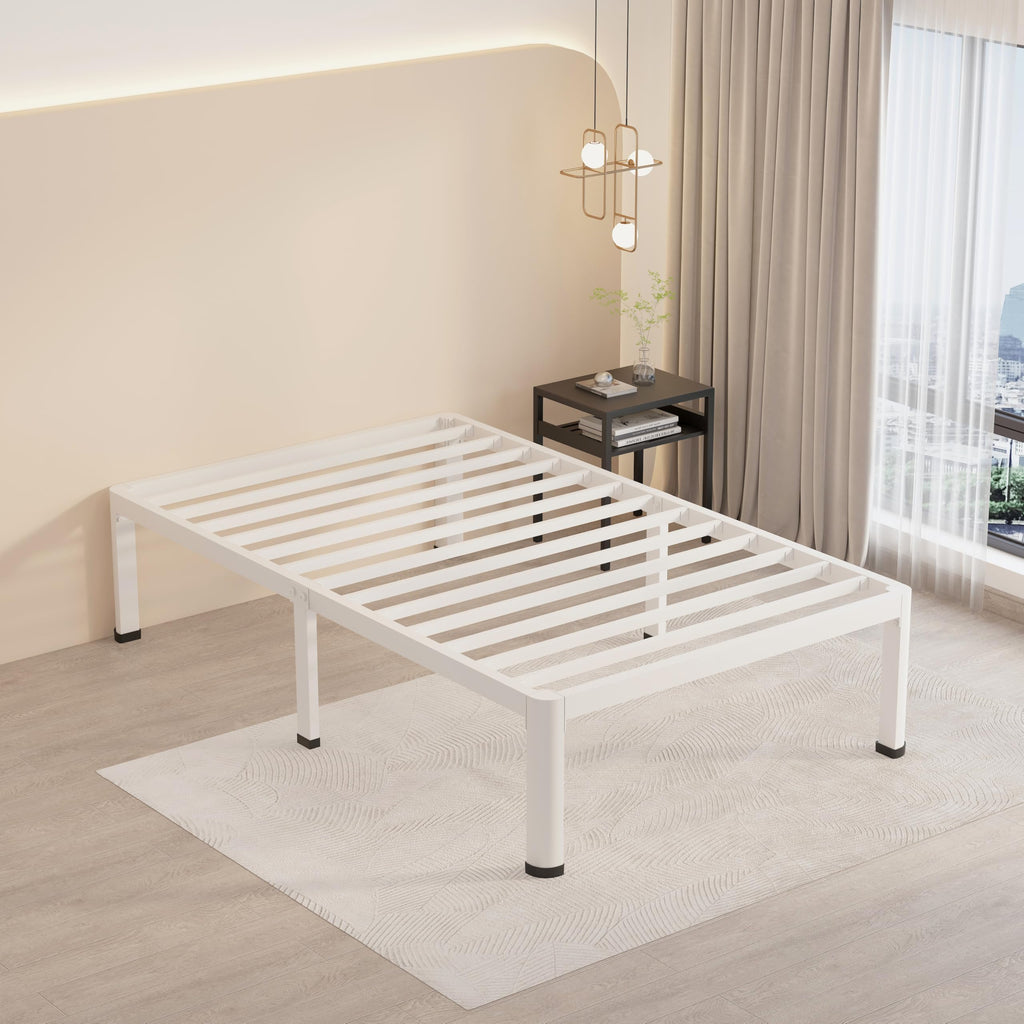 14 Inch Twin Metal Platform Bed Frame White K645314