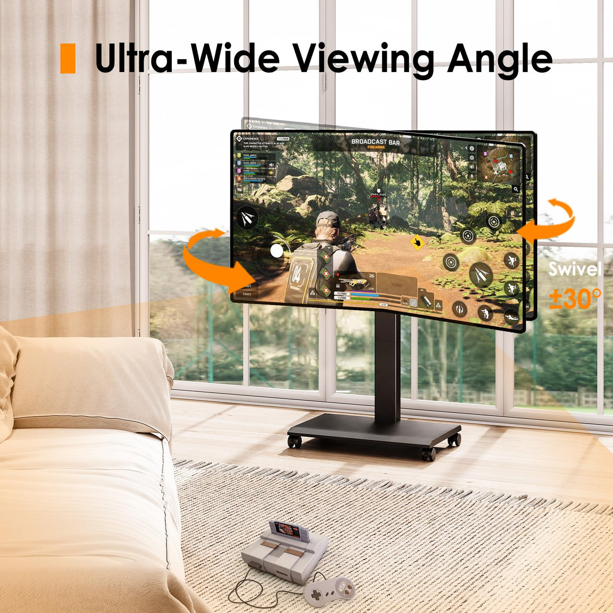 Hand Crank Lift TV Stand with Wheels for 32-75 Inch TVs, Black H912