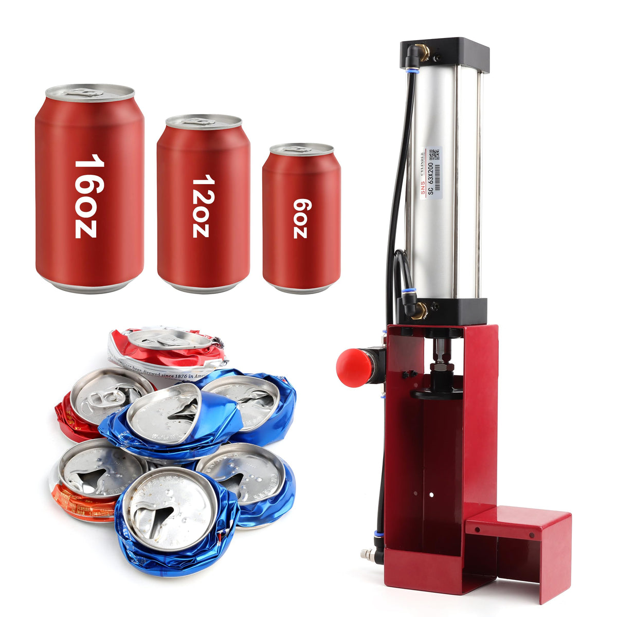 Aluminum Can Crusher Heavy Duty 12 Oz. and 16 Oz. Red V739240