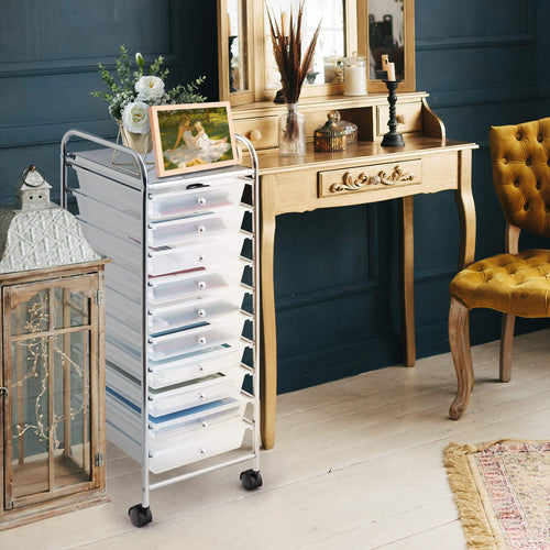 10 Drawer Multicolor Rolling Storage Cart K590