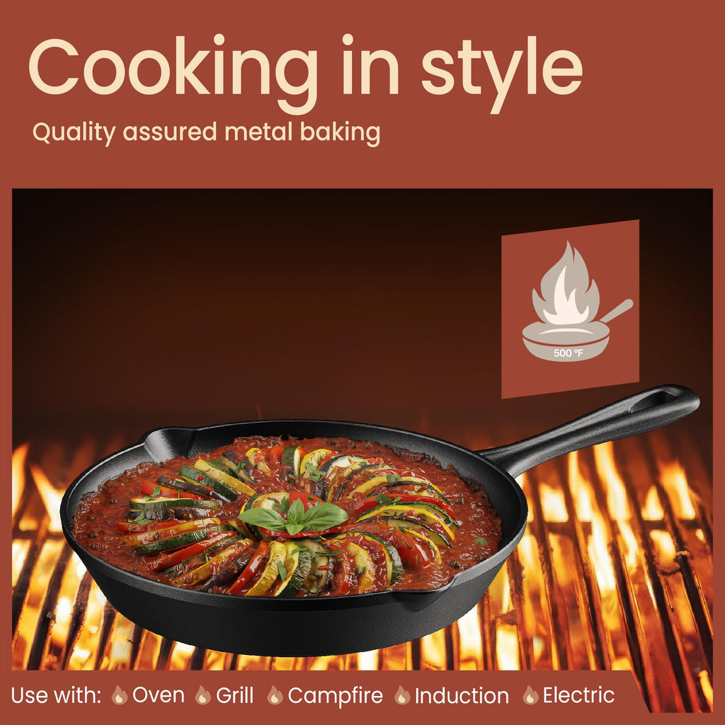 10" Pre Seasoned Cast Iron Skillet with Glass Lid P3134