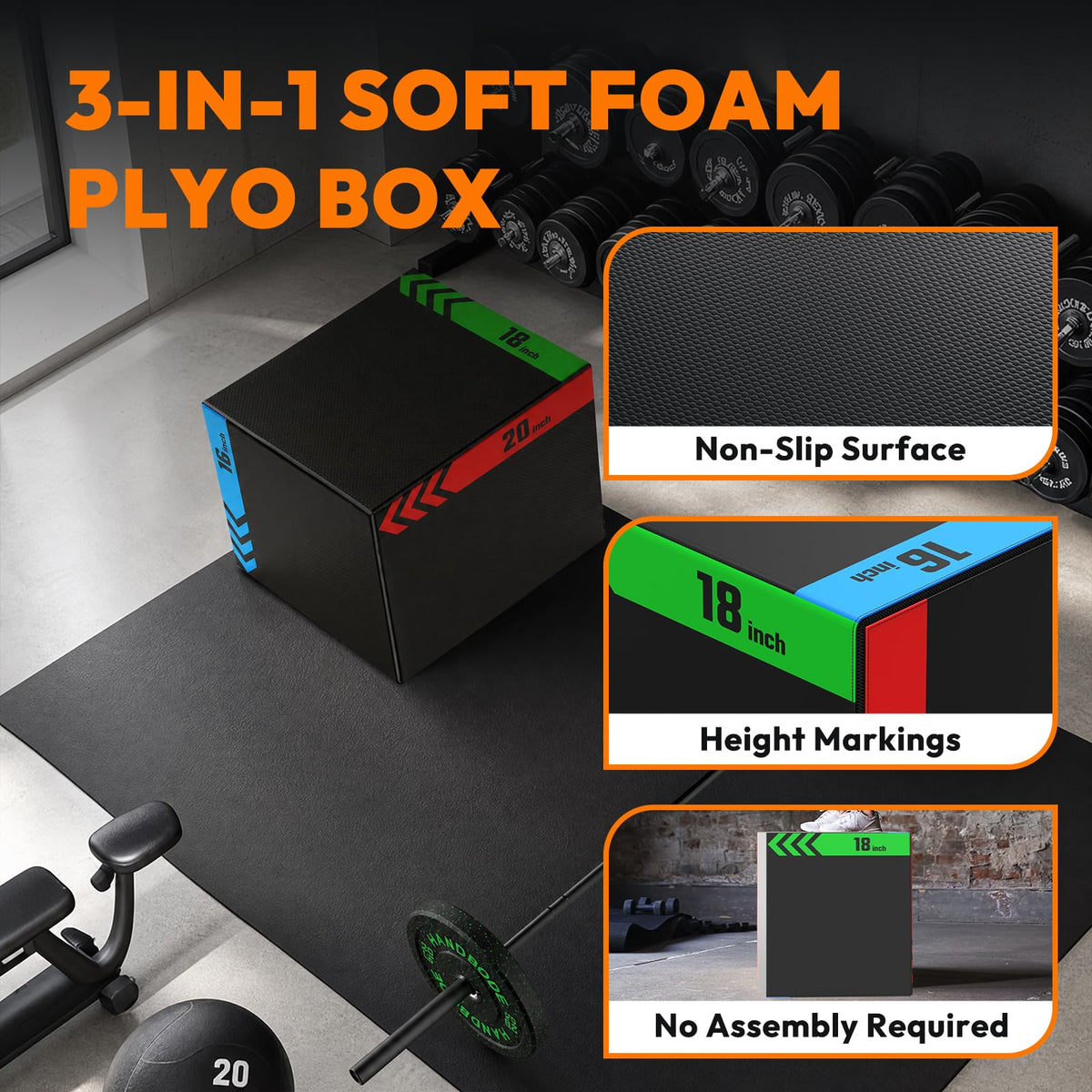 3-in-1 Non-Slip Foam Plyo Box K54445