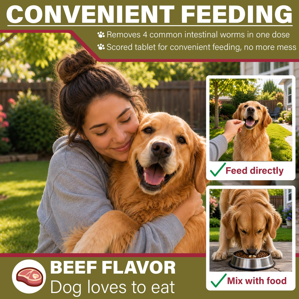 Chewable Dewormer for Dogs Over 45 lbs, 50 Beef Flavored Chewables L274228
