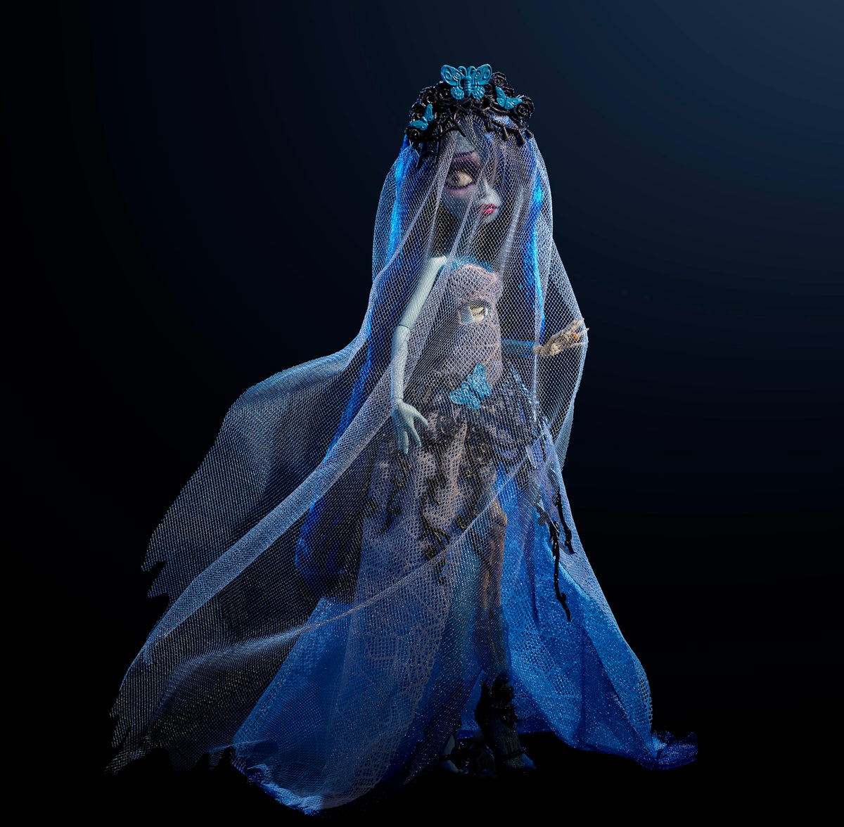 Corpse Bride Emily Doll in Spiderweb Wedding Dress with Accessories M723
