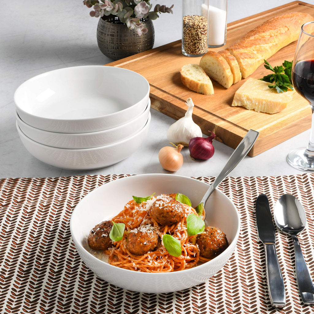 4-Piece 41oz Porcelain Ceramic Salad Bowls Set White W2749
