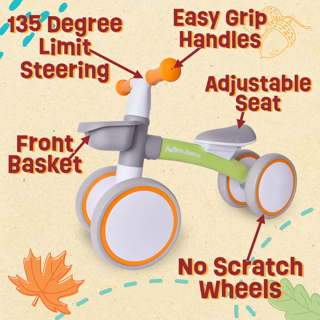 12-24 Month 4 Wheels Adjustable Seat Baby Balance Bike with Storage Basket A890