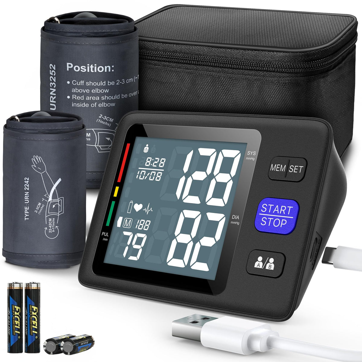 Upper Arm Blood Pressure Machine with 2 Size Cuffs R7401