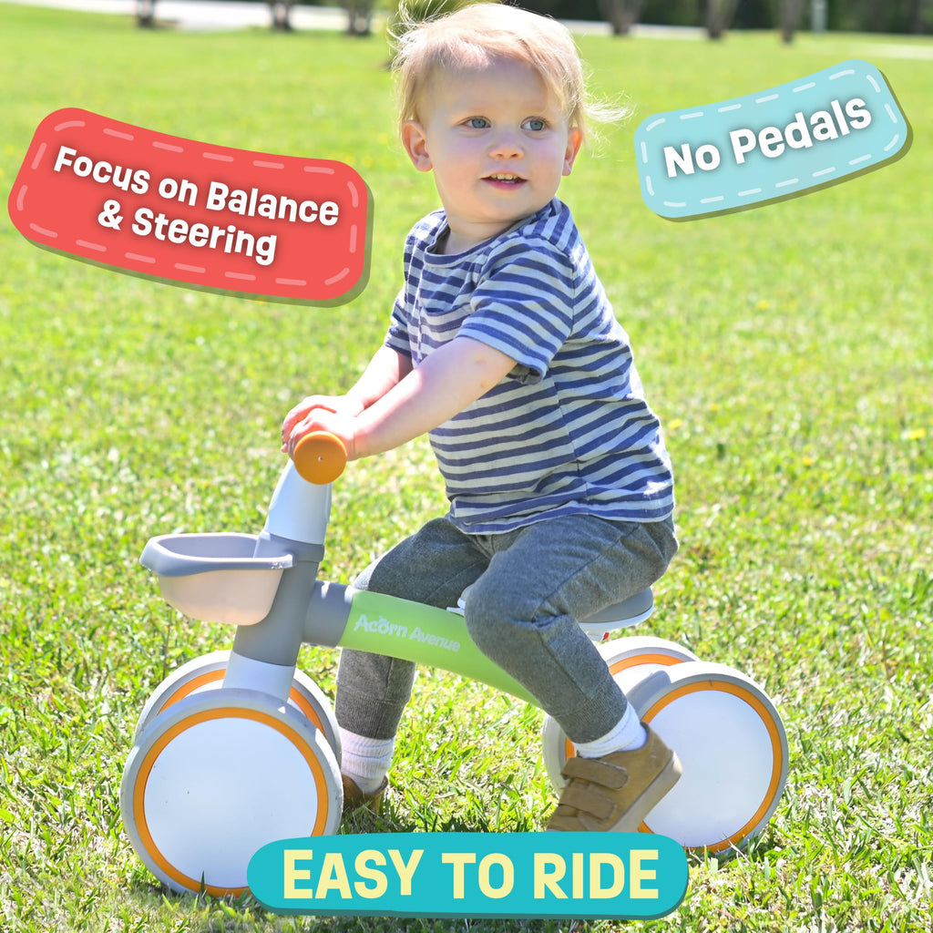 12-24 Month 4 Wheels Adjustable Seat Baby Balance Bike with Storage Basket A890