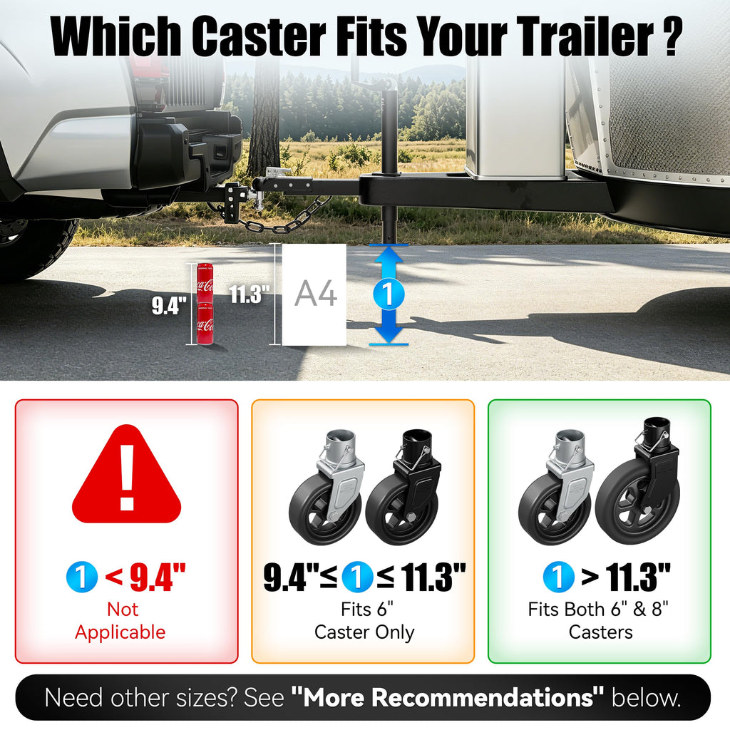 8" Trailer Jack Swivel Caster with Spoked Wheel Q3119