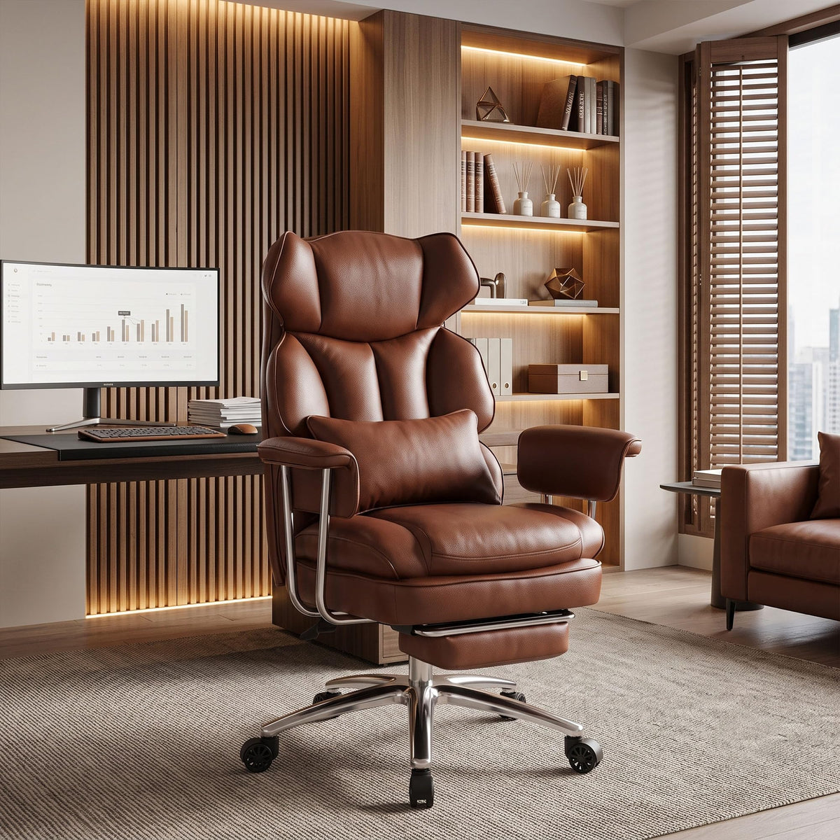 Brown Ergonomic Leather Office Chair P164