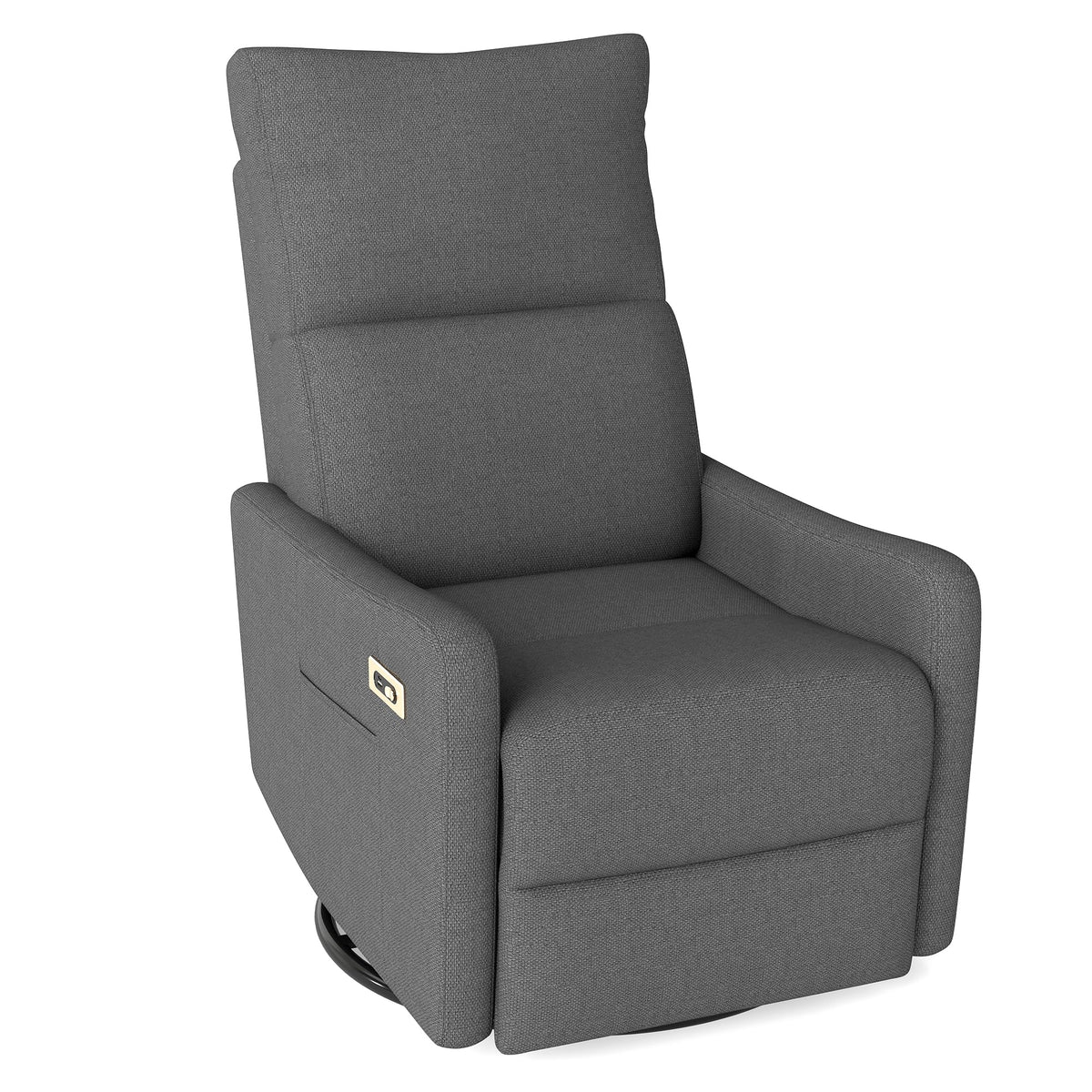 29" Electric Power Swivel Rocking Recliner Chair Dark Gray J544787