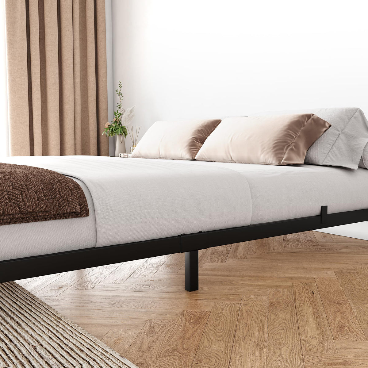Black Metal Platform Bed Frame J778407